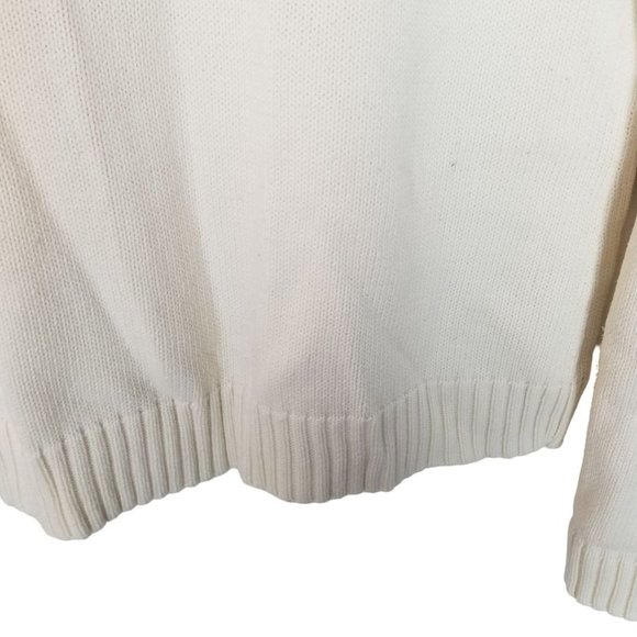 Lauren Ralph Lauren Womens L Cream Knit Collared Long Sleeves Pullover Sweater - Picture 3 of 7